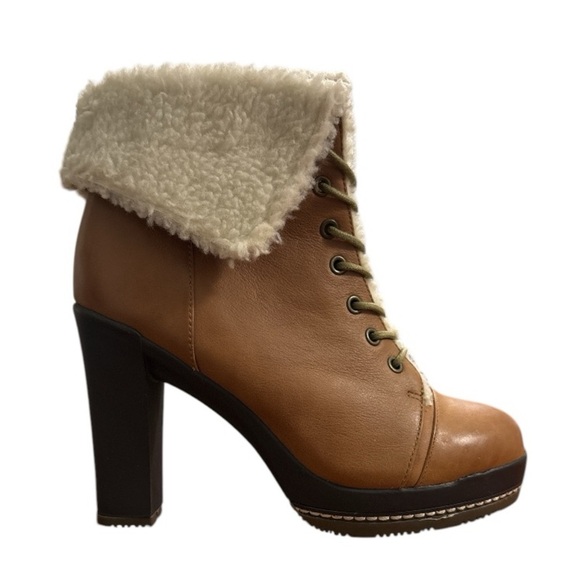 NWOB Kelsi Dagger Ricci Tan Leather Heeled Boots Women's Size 9 - Picture 4 of 12